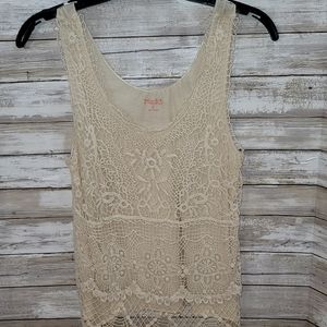 Cream color, crochet top, fully lined